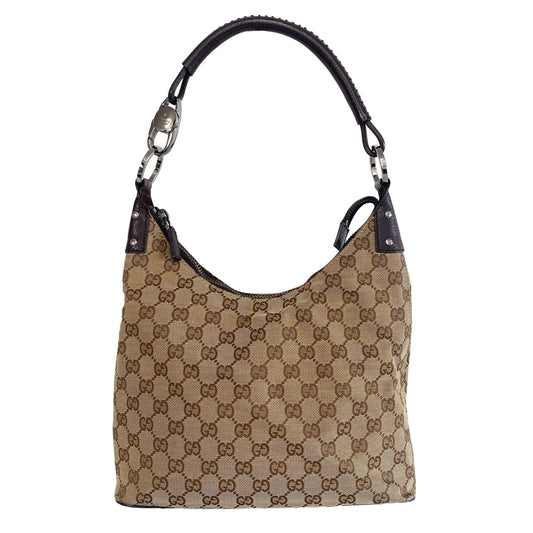 GUCCI GG Canvas Hobo Handle Shoulder Bag, Cotton Canvas in Brown, Sold by HIVE PRELOVED - Shoulder Bags, ,