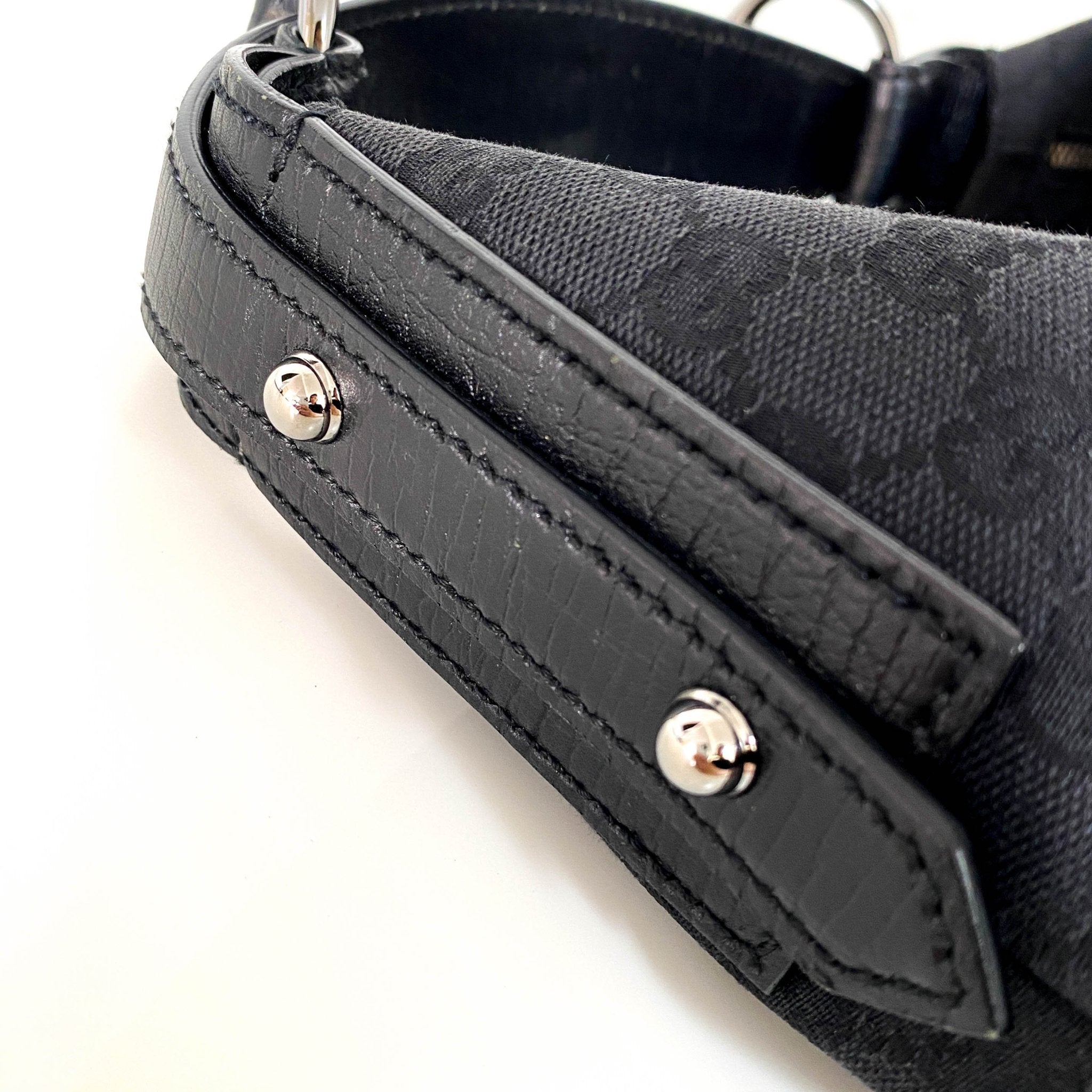 GUCCI GG Canvas Hobo Horsebit Shoulder Bag, Cotton Canvas in Black, Sold by HIVE PRELOVED - Shoulder Bags, ,