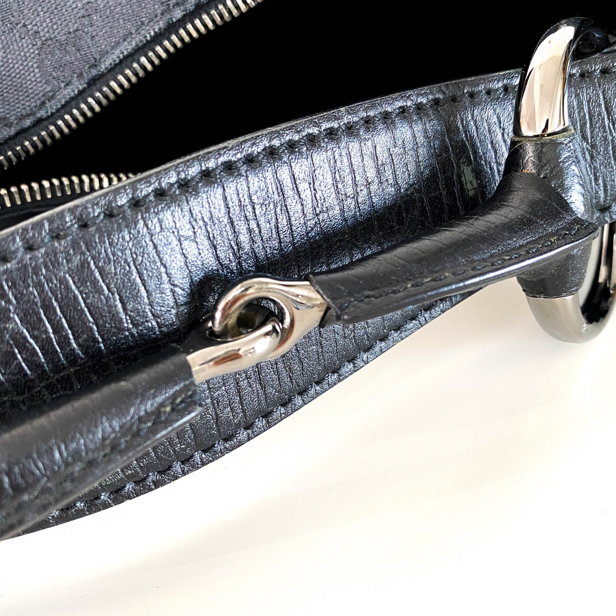 GUCCI GG Canvas Hobo Horsebit Shoulder Bag, Cotton Canvas in Black, Sold by HIVE PRELOVED - Shoulder Bags, ,