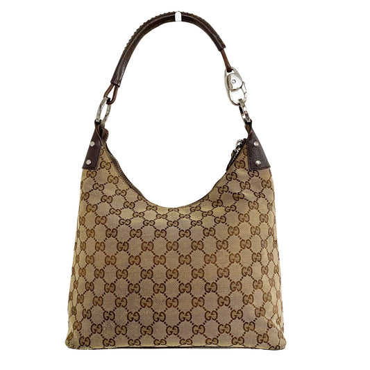 GUCCI GG Canvas Hobo Shoulder Bag, Cotton Canvas in Brown, Sold by HIVE PRELOVED - Shoulder Bags, ,