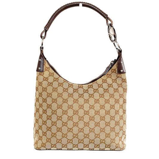 GUCCI GG Canvas Leather Handle Hobo Shoulder Bag, in , Sold by HIVE PRELOVED - Shoulder Bags, ,