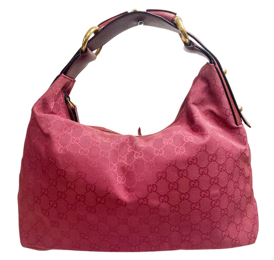 GUCCI GG Canvas Magenta Horsebit Hobo Shoulder Bag, in , Sold by HIVE PRELOVED - Shoulder Bags, ,