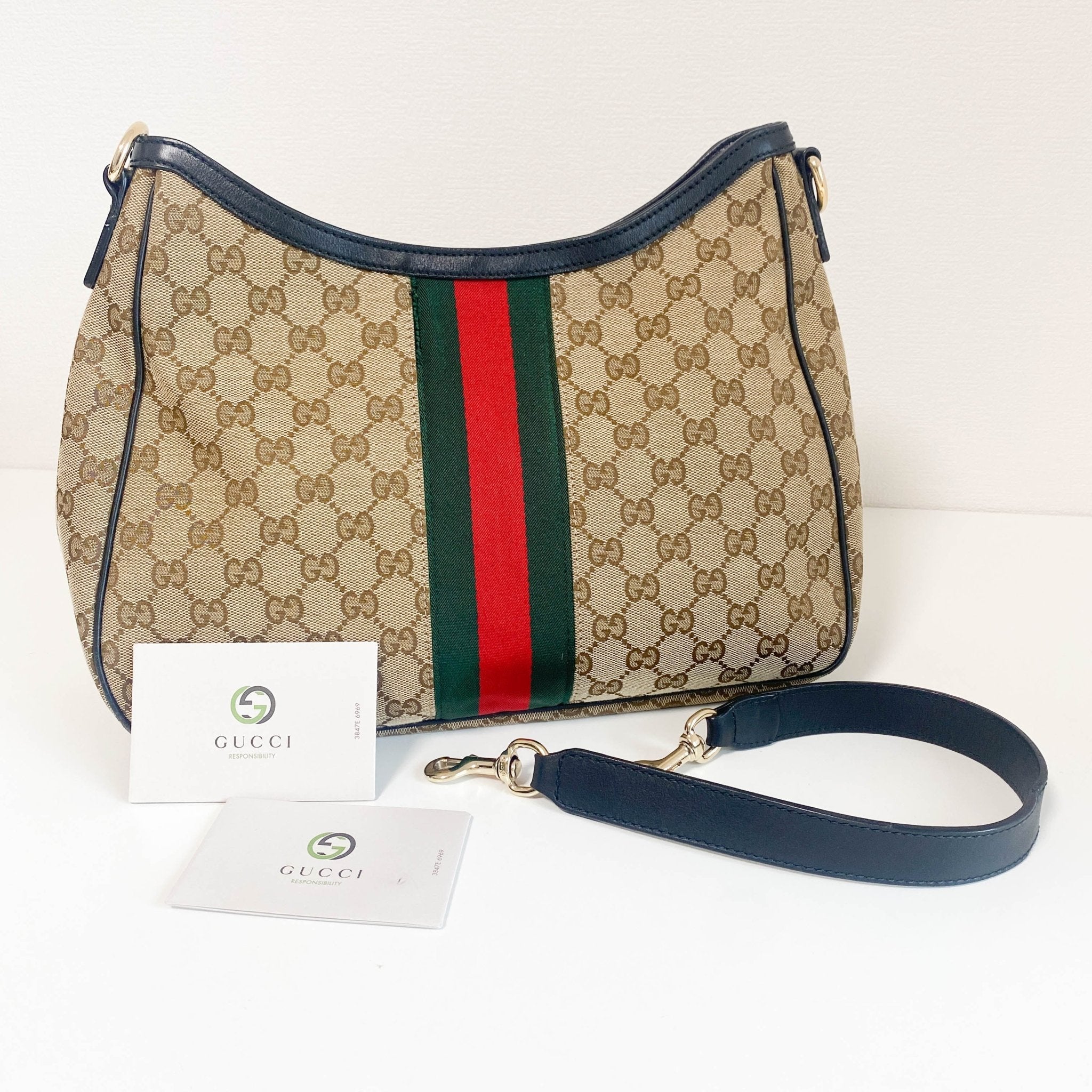 GUCCI GG Canvas Sherry Line Hobo Shoulder Bag, in , Sold by HIVE PRELOVED - Shoulder Bags, ,