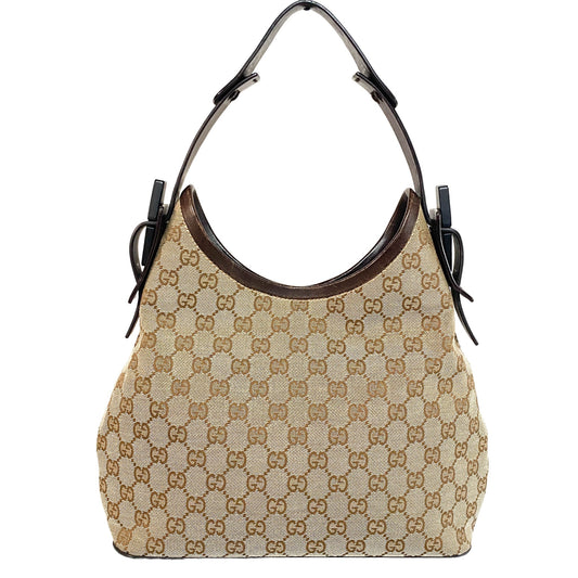 GUCCI GG Canvas Small Hobo Hand Bag, Cotton Canvas in Brown, Sold by HIVE PRELOVED - Handle Bags, ,
