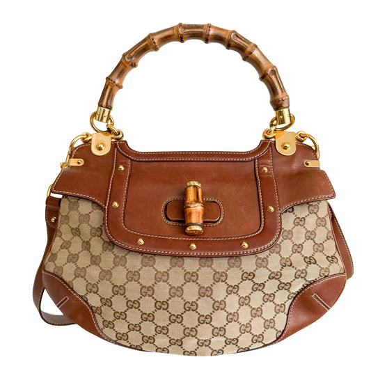 GUCCI GG Canvas/Brown Leather Bomboo Shoulder Bag, in , Sold by HIVE PRELOVED - Handle Bags, Shoulder Bags,