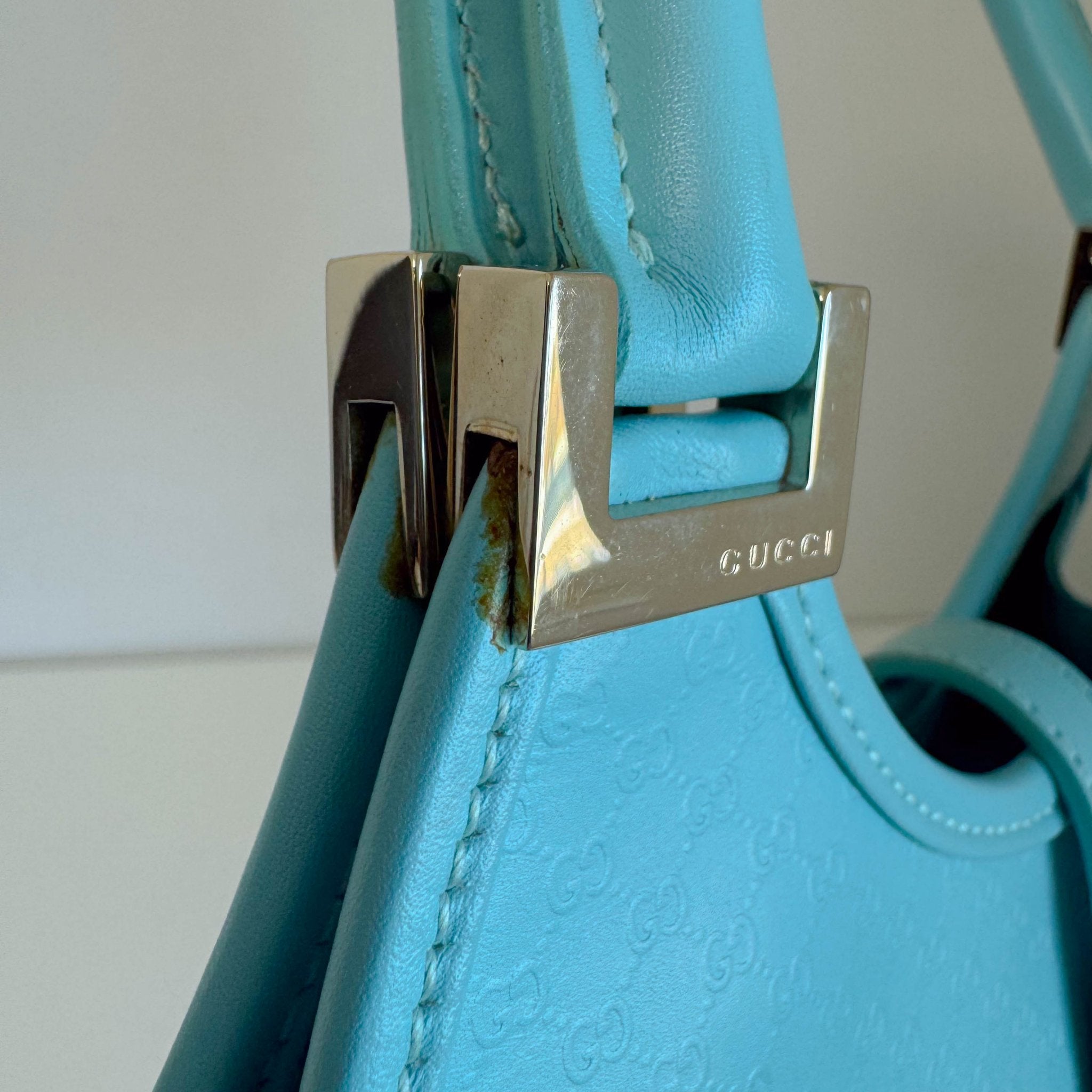 GUCCI GG Leather Light Blue Mini Jackie Handbag, in , Sold by HIVE PRELOVED - Handle Bags, Mini bags,