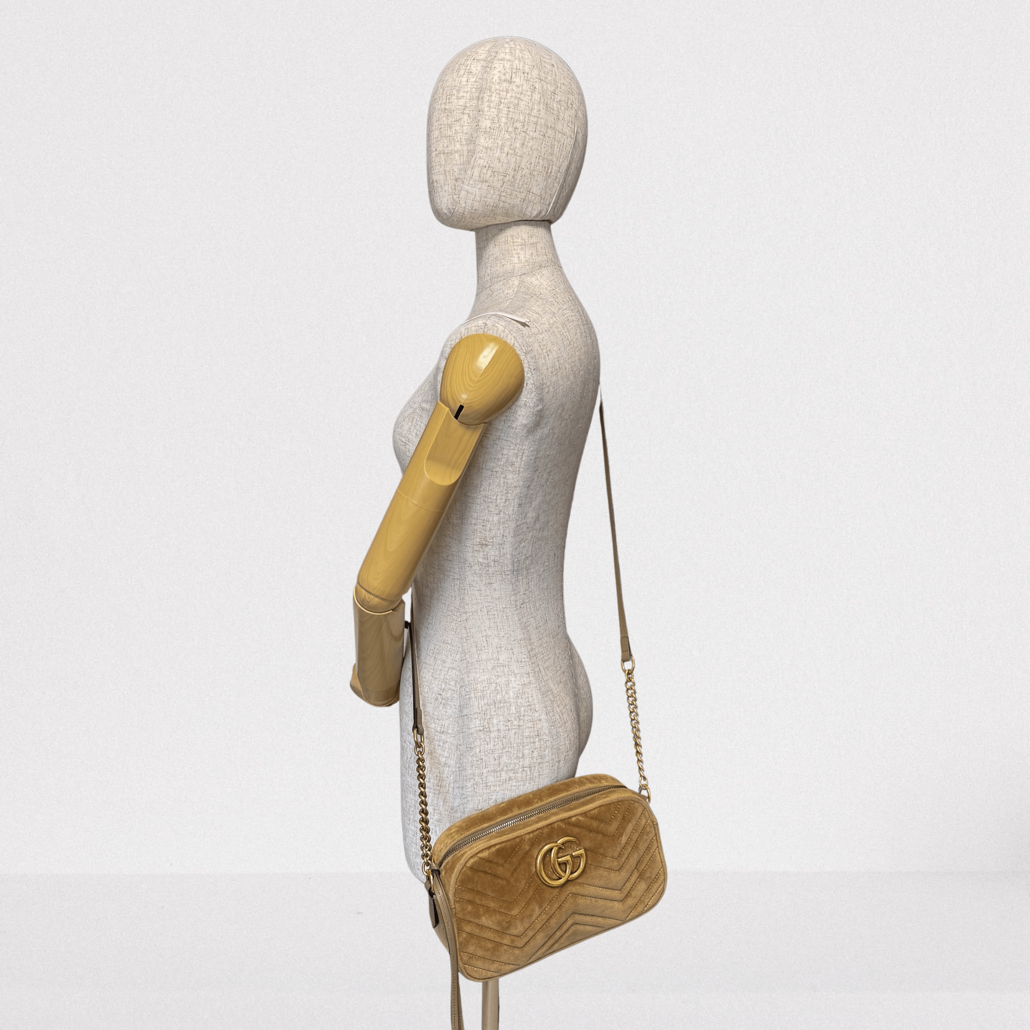 GUCCI GG Marmont Brown Velvet Camera Bag, in , Sold by HIVE PRELOVED - Crossbody bags, ,