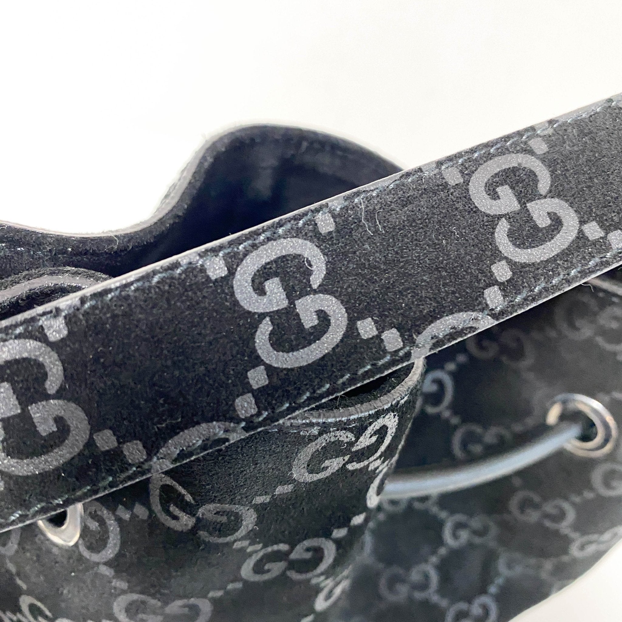 GUCCI GG Suede Black Drawstring Bag, in , Sold by HIVE PRELOVED - Shoulder Bags, ,