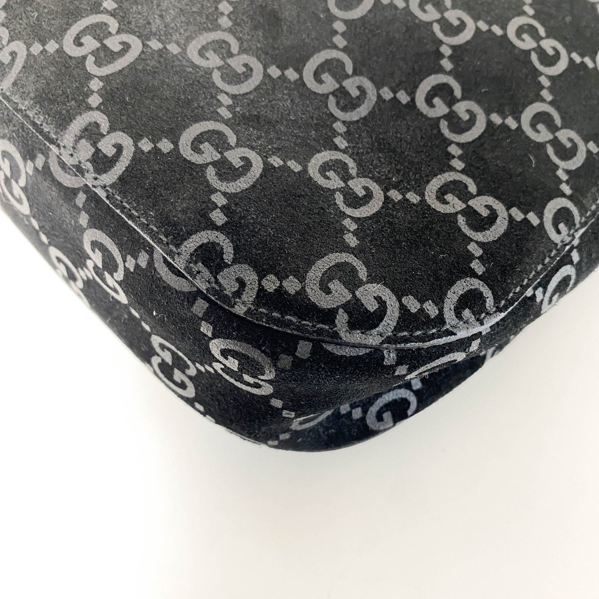 GUCCI GG Suede Black Drawstring Bag, in , Sold by HIVE PRELOVED - Shoulder Bags, ,