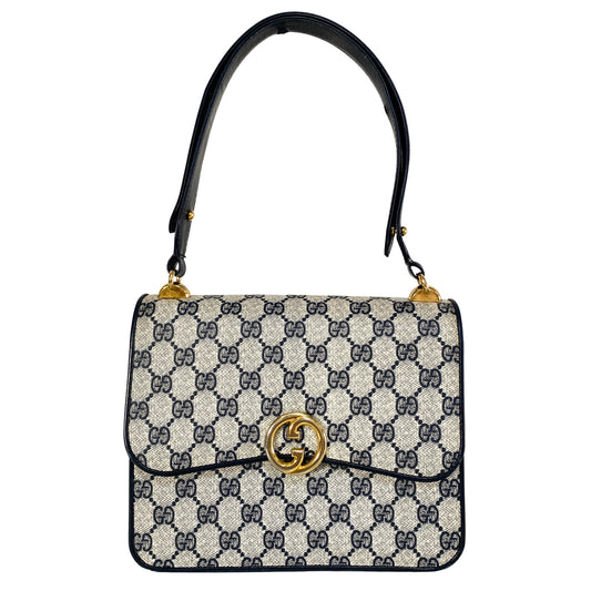 GUCCI GG Supreme Navy Canvas Interlocking Top Handle Bag, in , Sold by HIVE PRELOVED - Handle Bags, ,