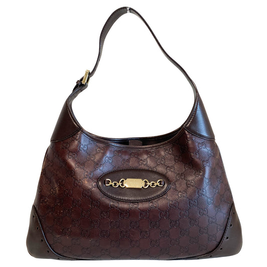 GUCCI Guccicima Horse Bit Hobo GG Leather Shoulder Bag Brown, in , Sold by HIVE PRELOVED - Shoulder Bags, ,