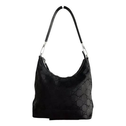 GUCCI Hobo Cloth Handbag, Black in Cotton Canvas, Sold by HIVE PRELOVED - , ,