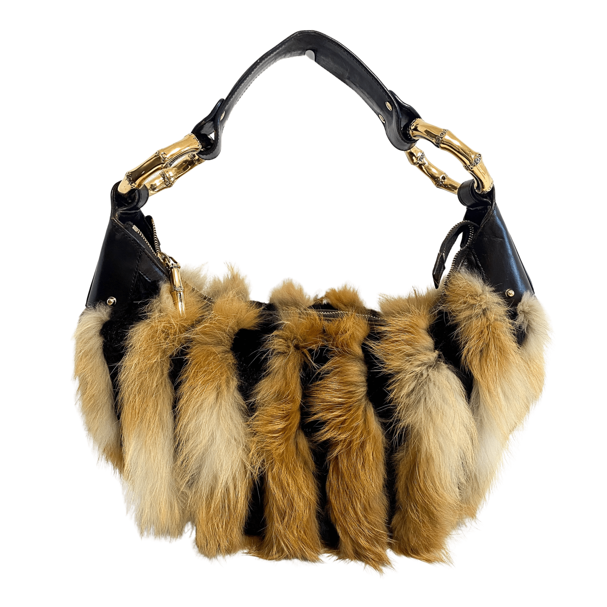 GUCCI Hobo Fur Brown Bamboo Ring Shoulder Bag, in , Sold by HIVE PRELOVED - Shoulder Bags, ,