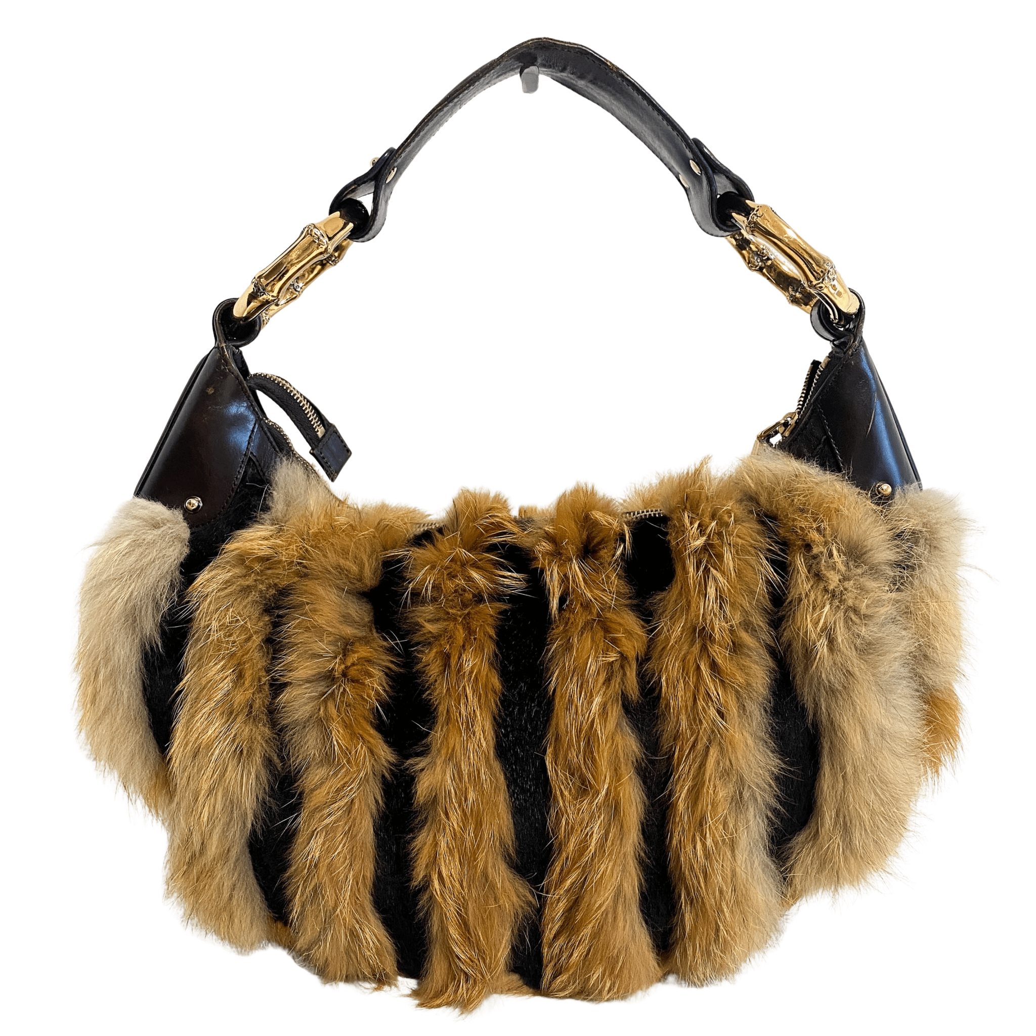 GUCCI Hobo Fur Brown Bamboo Ring Shoulder Bag, in , Sold by HIVE PRELOVED - Shoulder Bags, ,