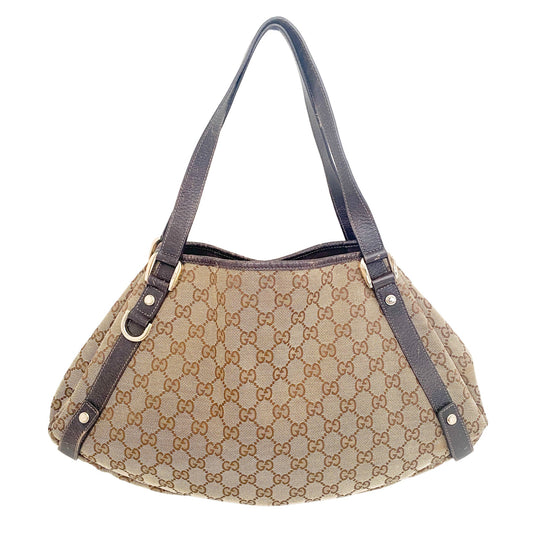GUCCI Hobo GG Canvas Shoulder Bag, Cotton Canvas in Brown, Sold by HIVE PRELOVED - Shoulder Bags, ,