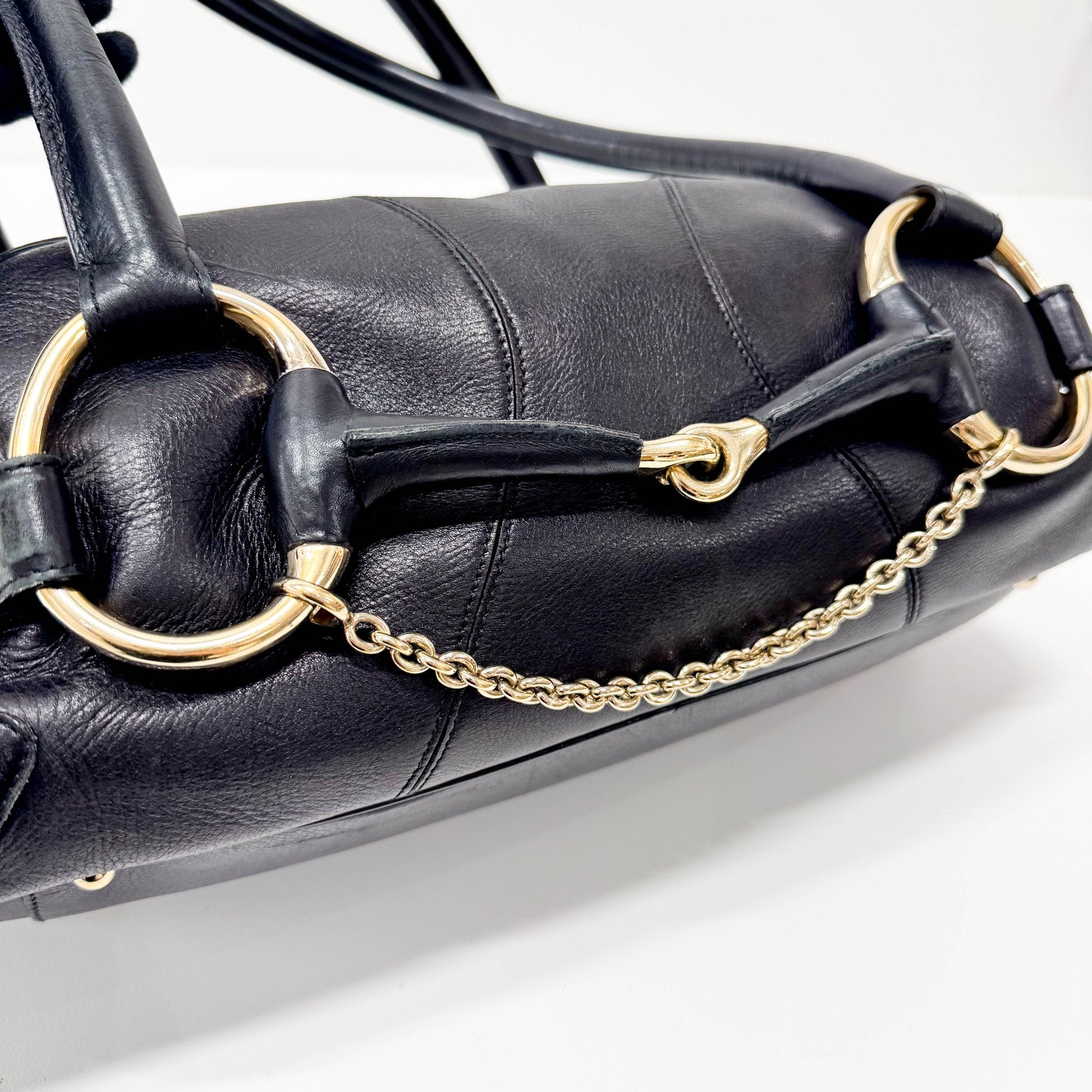 GUCCI Horsebit Black Leather & Chain Detail Shoulder Bag, in , Sold by HIVE PRELOVED - Shoulder Bags, ,