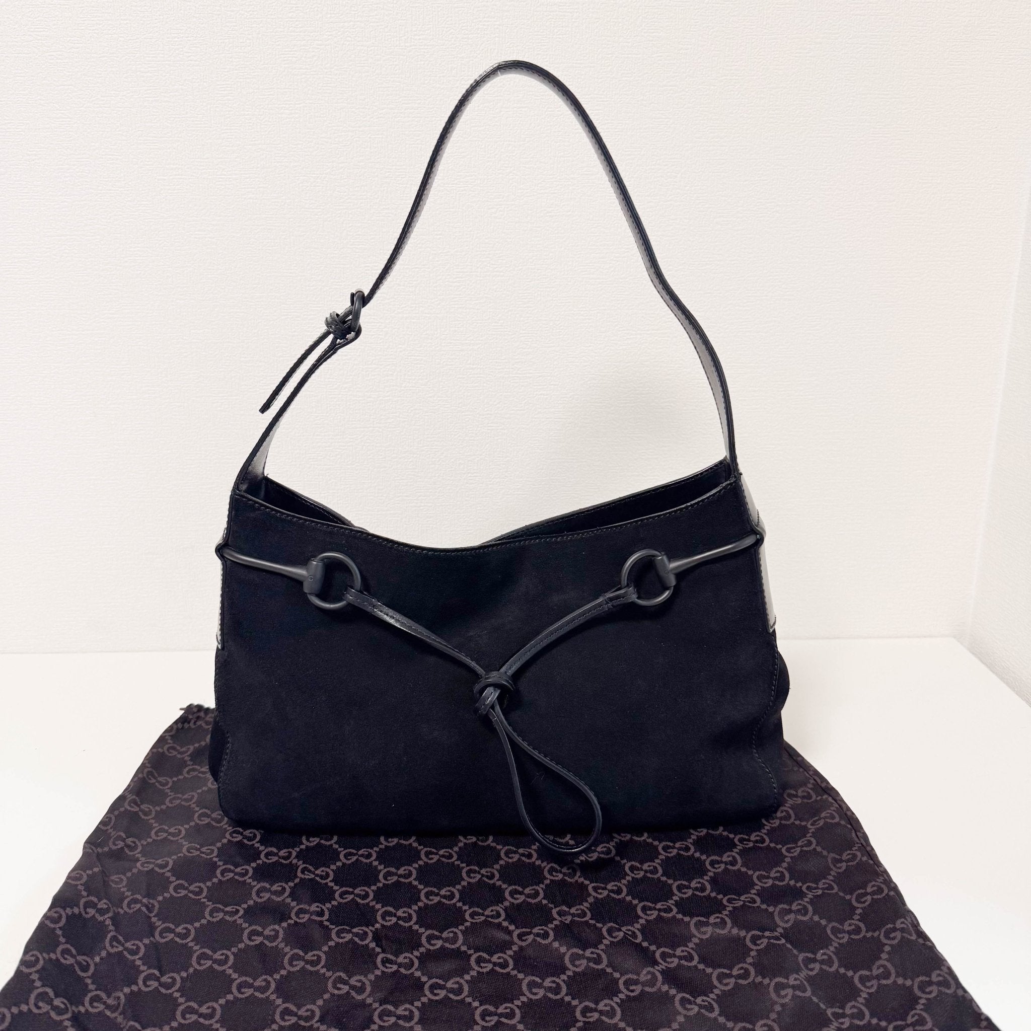 GUCCI Horsebit Black Suede Hobo Shoulder Bag, in , Sold by HIVE PRELOVED - Shoulder Bags, ,
