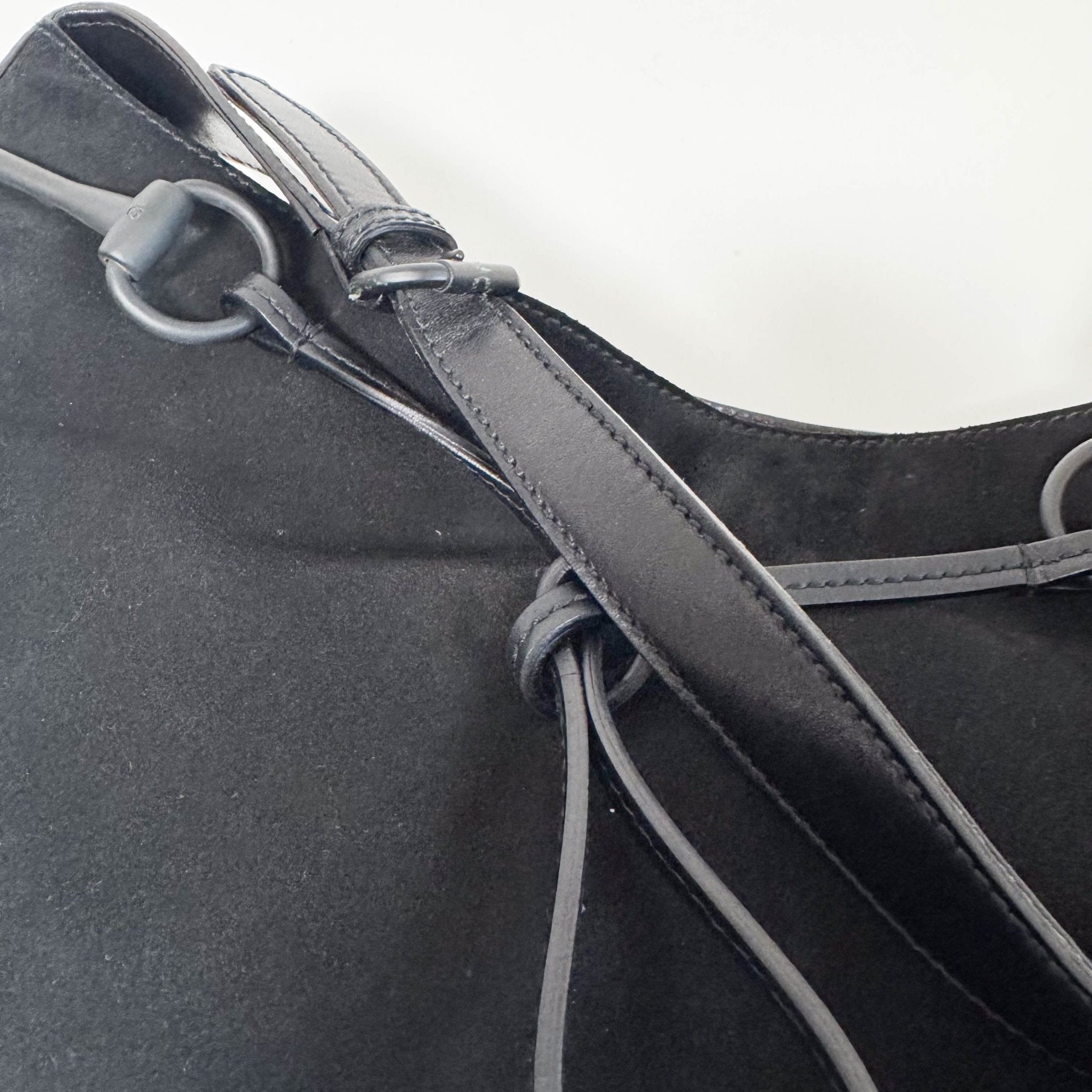 GUCCI Horsebit Black Suede Hobo Shoulder Bag, in , Sold by HIVE PRELOVED - Shoulder Bags, ,