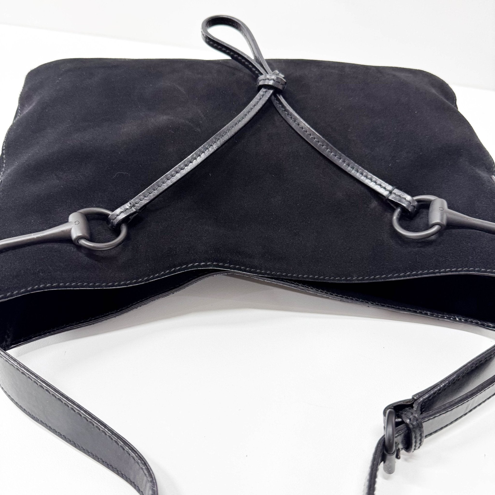 GUCCI Horsebit Black Suede Shoulder Bag, in , Sold by HIVE PRELOVED - Shoulder Bags, ,