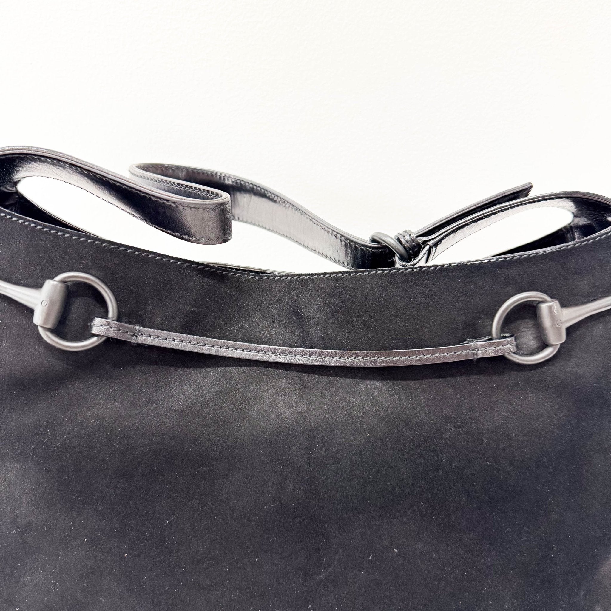 GUCCI Horsebit Black Suede Shoulder Bag, in , Sold by HIVE PRELOVED - Shoulder Bags, ,