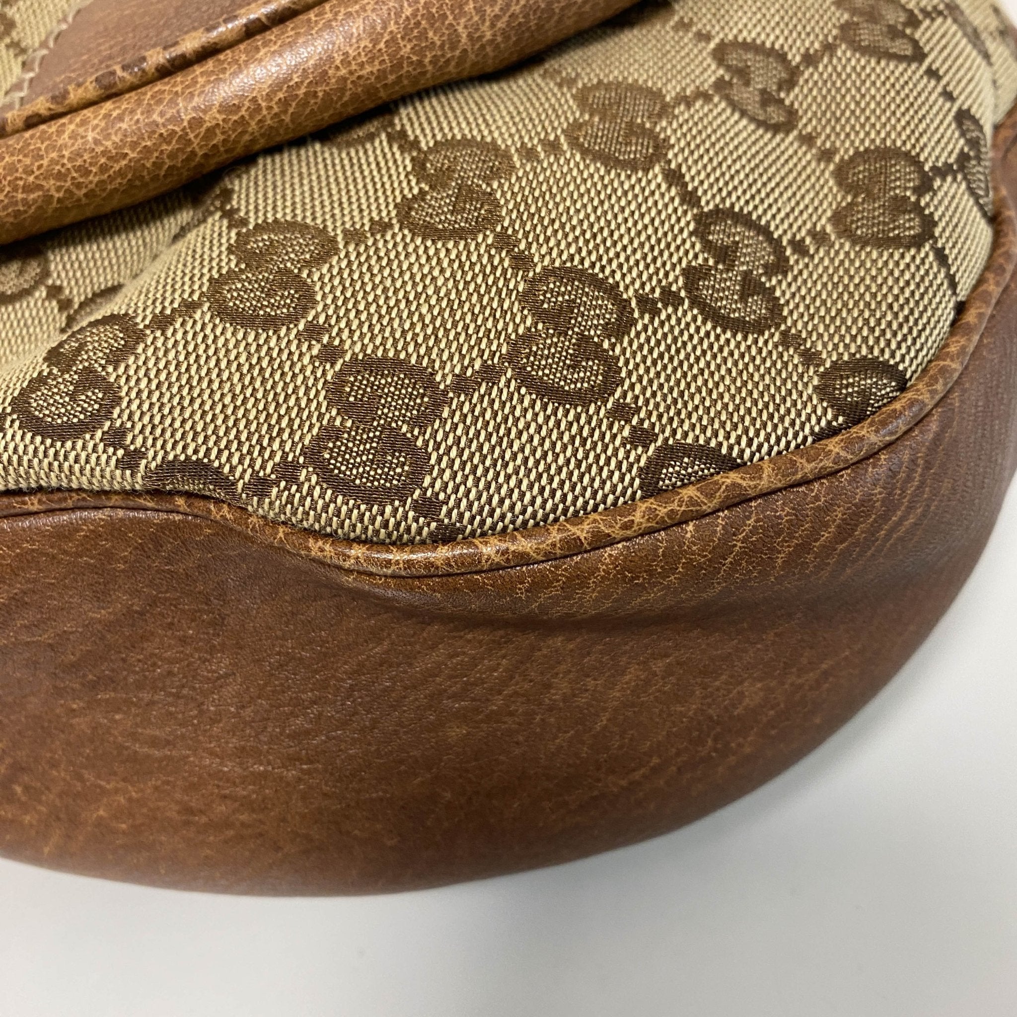 GUCCI Horsebit Brown Leather and Canvas Hobo Shoulder Bag, in , Sold by HIVE PRELOVED - Shoulder Bags, ,