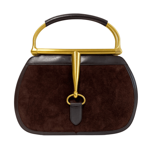 GUCCI Horsebit Brown Suede Hand Bag, in , Sold by HIVE PRELOVED - Handle Bags, ,