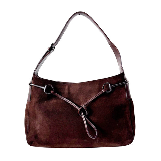 GUCCI Horsebit Brown Suede Hobo Shoulder Bag, in , Sold by HIVE PRELOVED - Shoulder Bags, ,