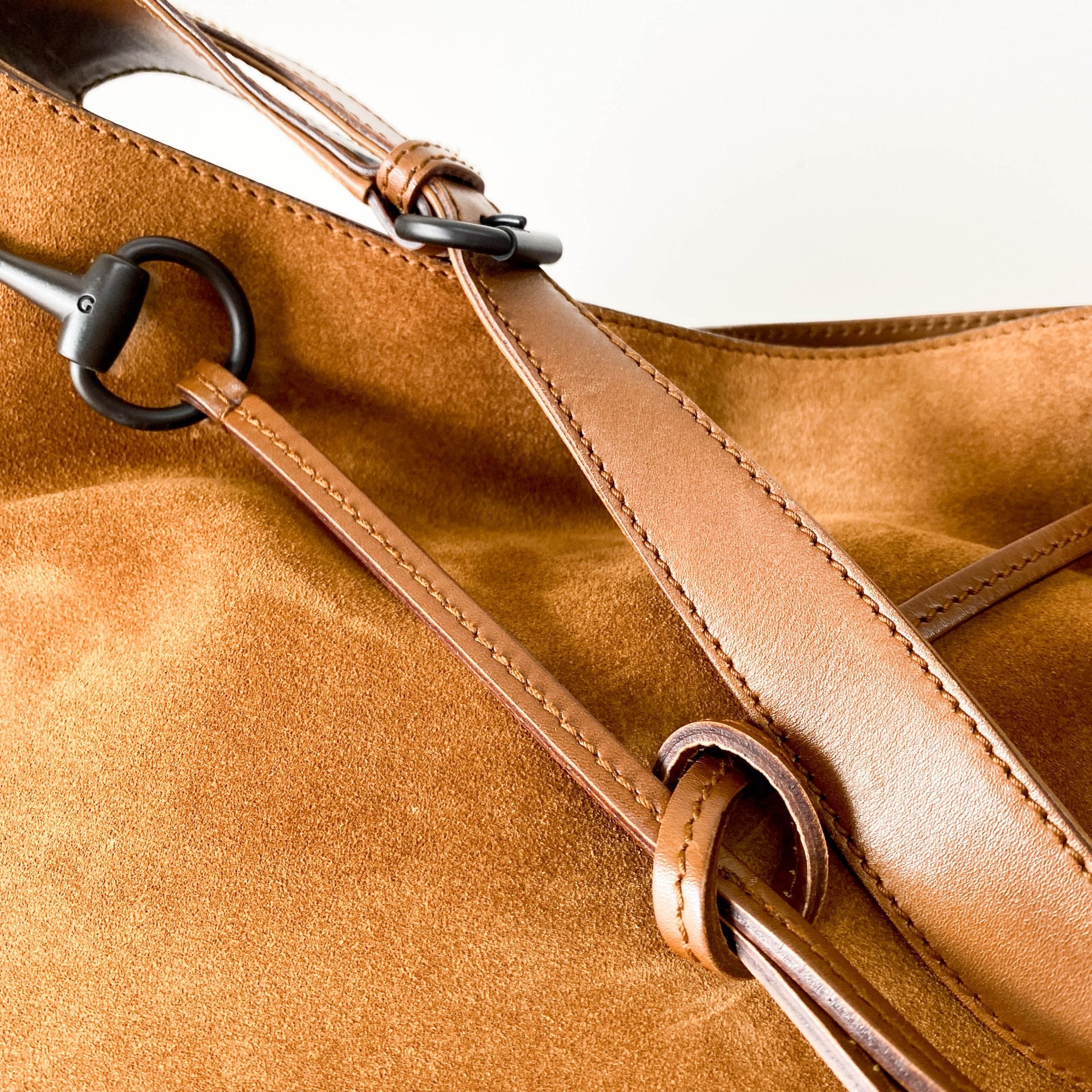 GUCCI Horsebit Caramel Suede Shoulder Bag, in , Sold by HIVE PRELOVED - Shoulder Bags, ,