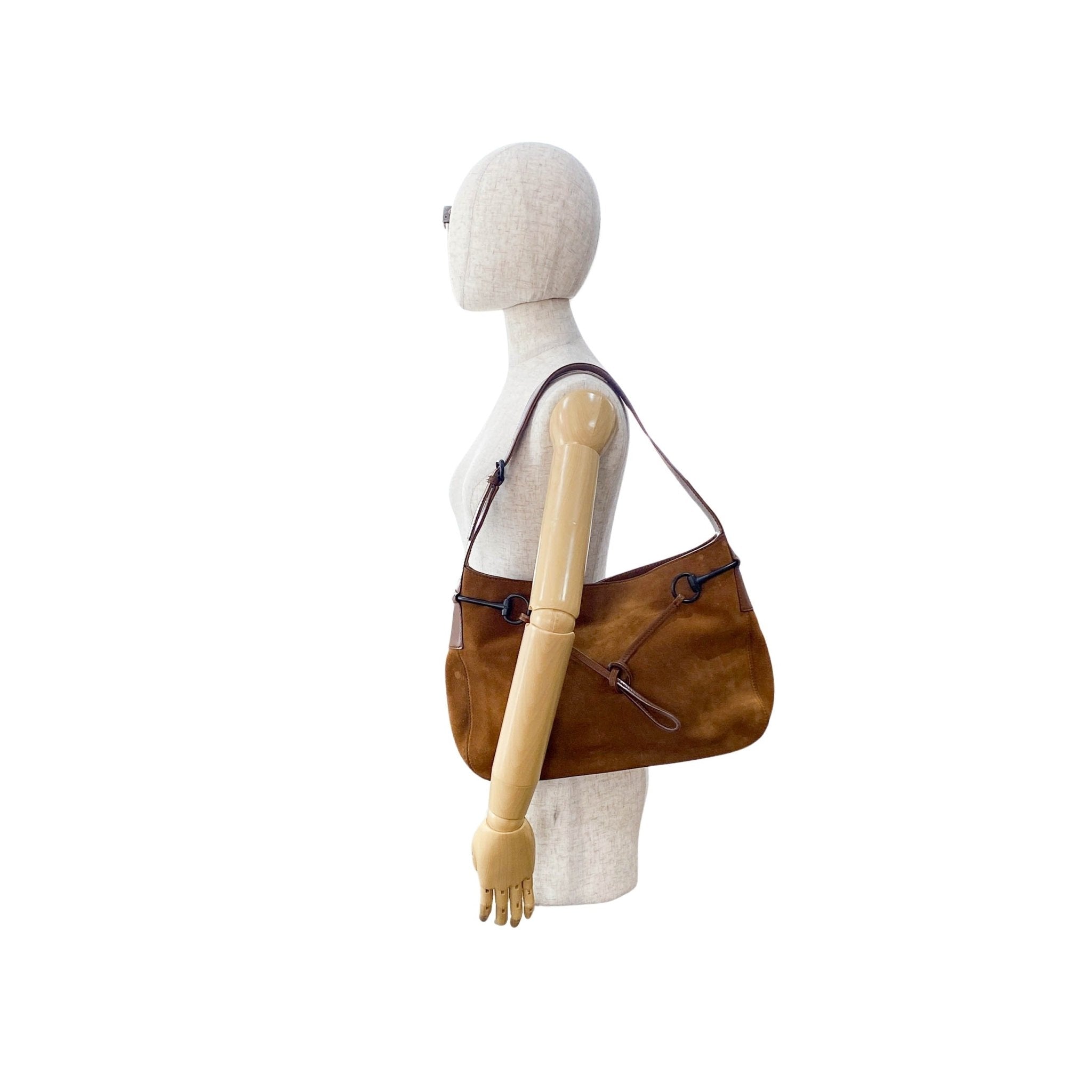 GUCCI Horsebit Caramel Suede Shoulder Bag, in , Sold by HIVE PRELOVED - Shoulder Bags, ,