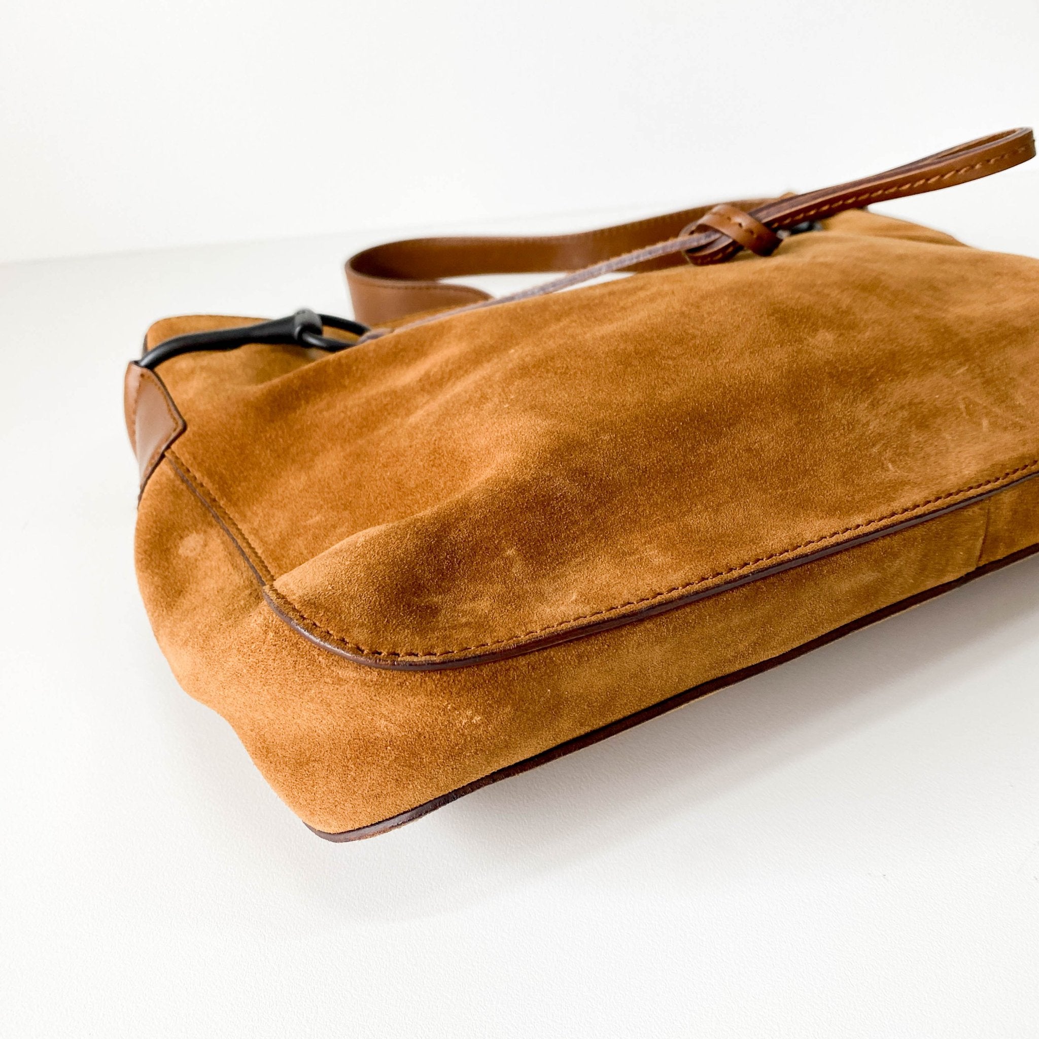 GUCCI Horsebit Caramel Suede Shoulder Bag, in , Sold by HIVE PRELOVED - Shoulder Bags, ,