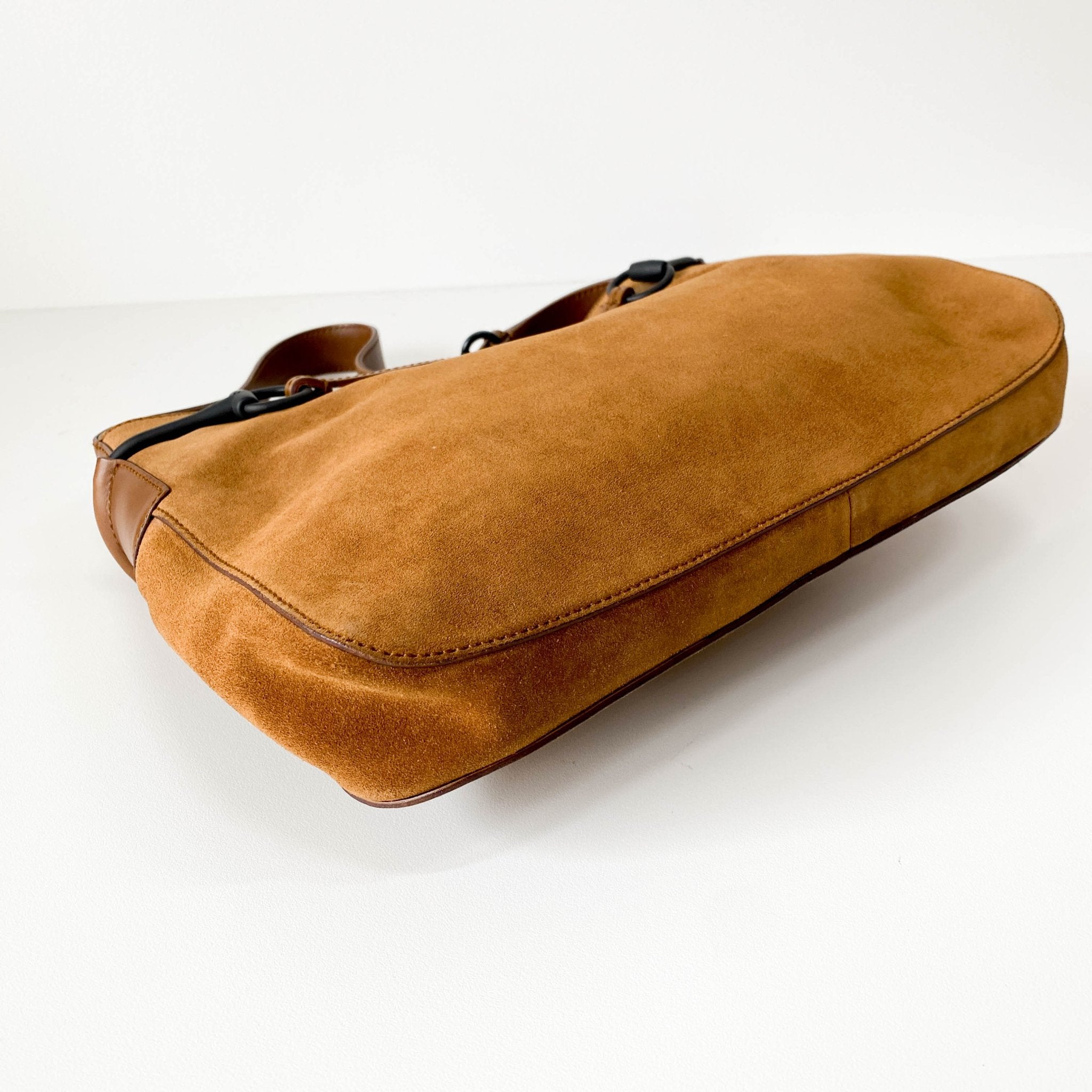 GUCCI Horsebit Caramel Suede Shoulder Bag, in , Sold by HIVE PRELOVED - Shoulder Bags, ,