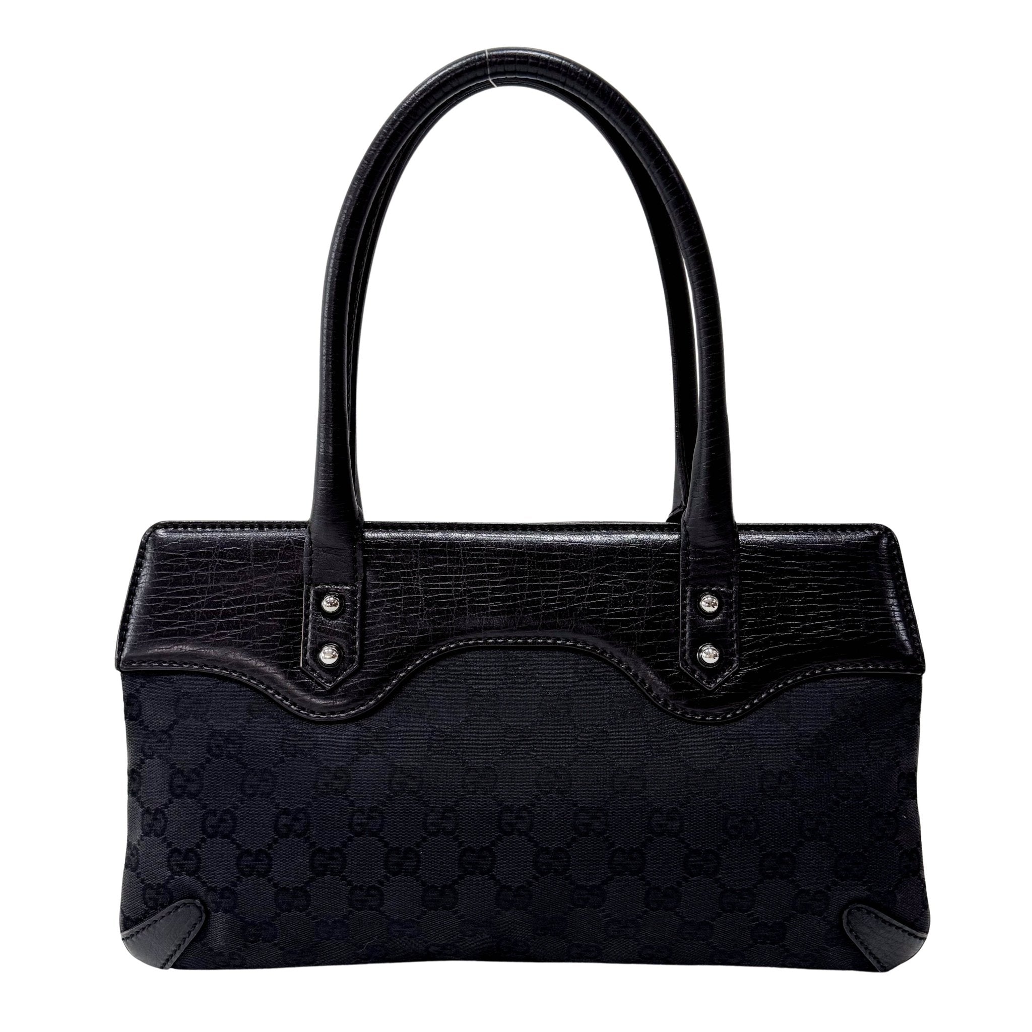 GUCCI Horsebit Chain Black GG Canvas & Leather Shoulder Bag, in , Sold by HIVE PRELOVED - Shoulder Bags, ,