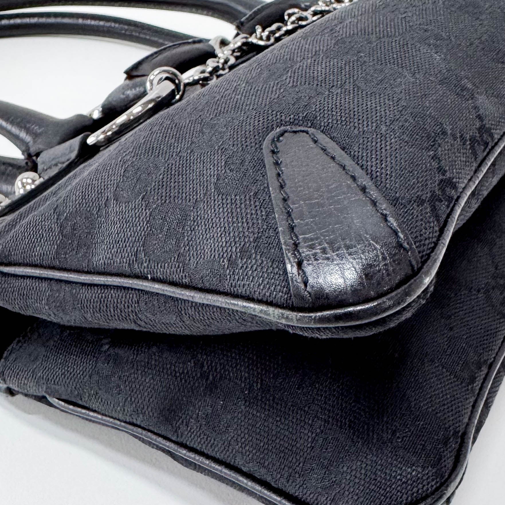 GUCCI Horsebit Chain Black GG Canvas & Leather Shoulder Bag, in , Sold by HIVE PRELOVED - Shoulder Bags, ,