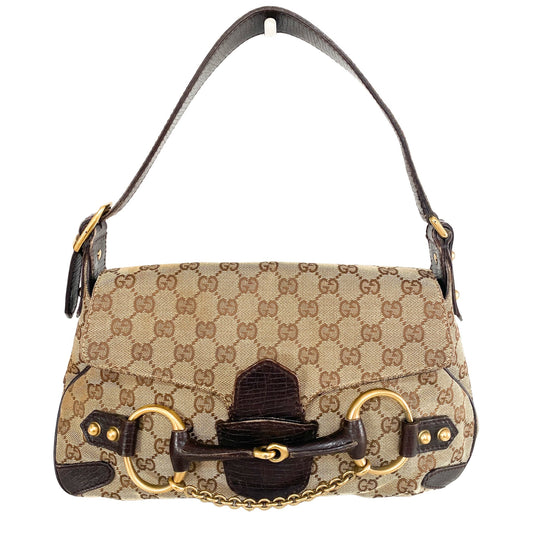 GUCCI Horsebit Chain GG Canvas Shoulder Bag, in , Sold by HIVE PRELOVED - Shoulder Bags, ,