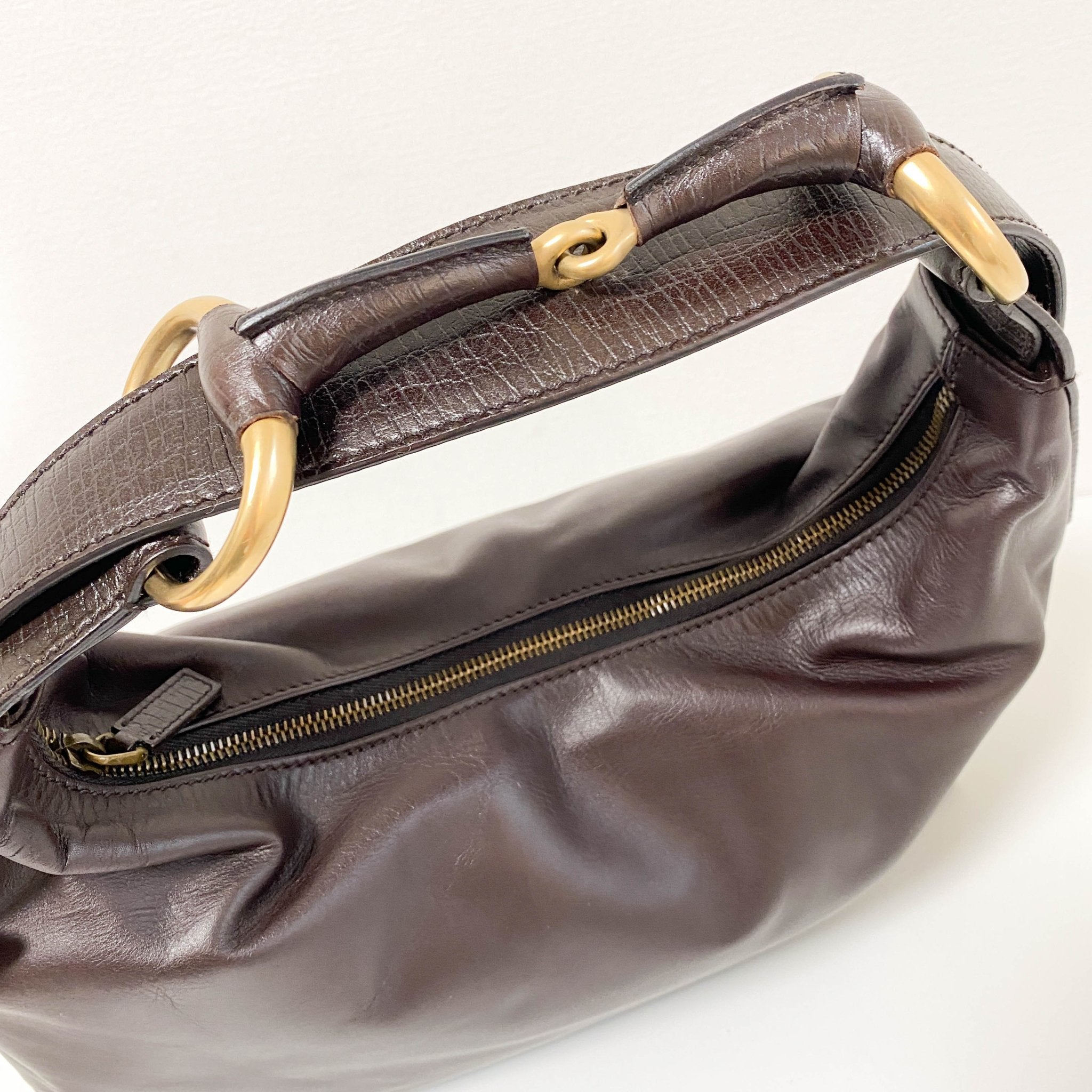 GUCCI Horsebit Dark Brown Leather Hobo Shoulder Bag, in , Sold by HIVE PRELOVED - Shoulder Bags, ,