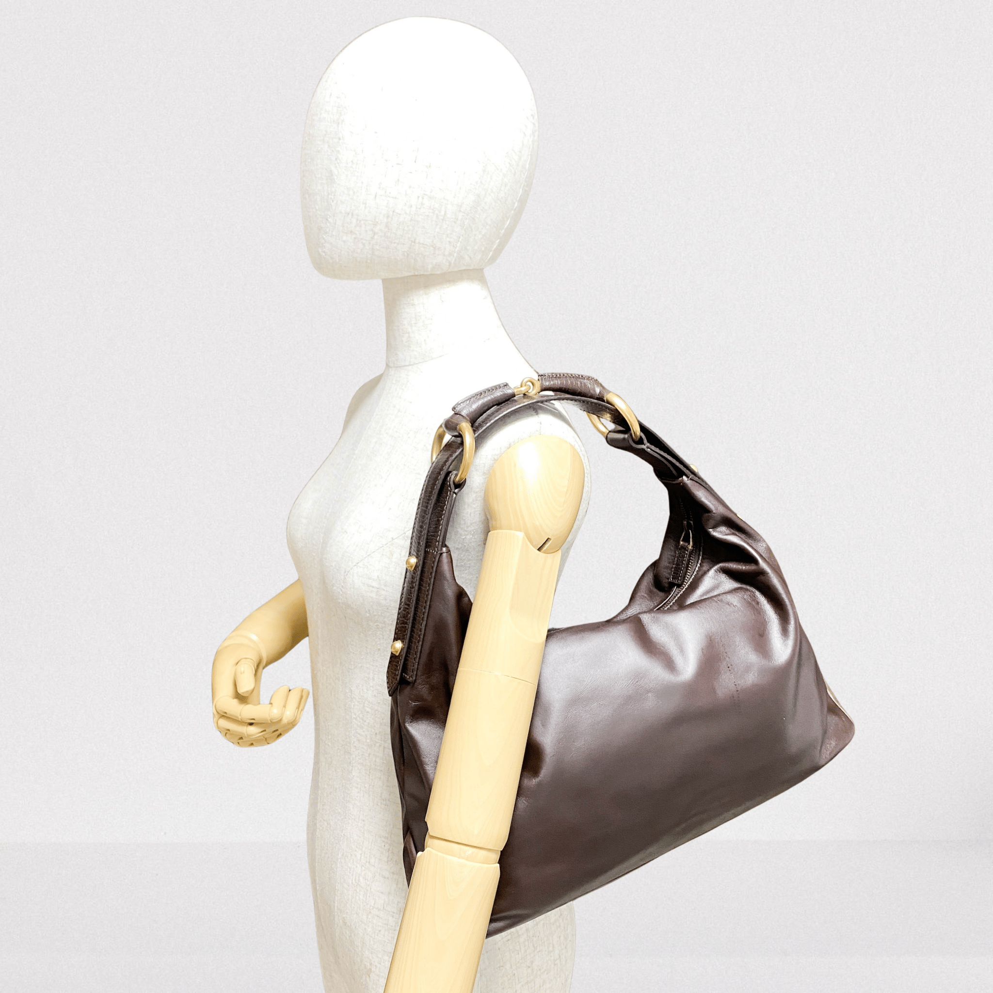 GUCCI Horsebit Dark Brown Leather Hobo Shoulder Bag, in , Sold by HIVE PRELOVED - Shoulder Bags, ,