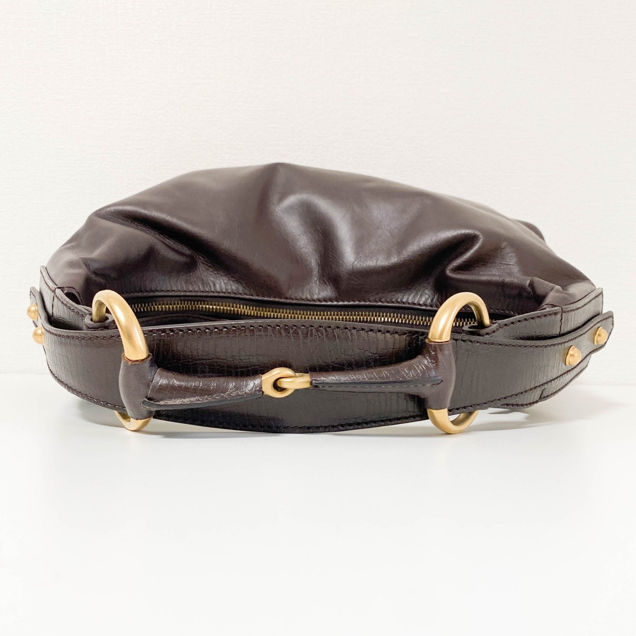 GUCCI Horsebit Dark Brown Leather Hobo Shoulder Bag, in , Sold by HIVE PRELOVED - Shoulder Bags, ,
