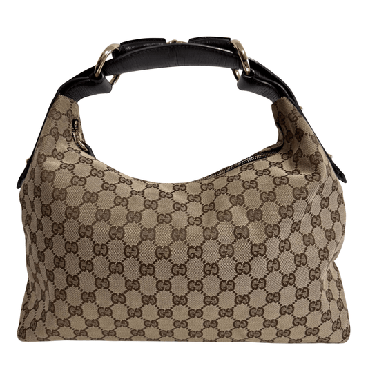 GUCCI Horsebit GG Canvas Beige Hobo Shoulder Bag, in , Sold by HIVE PRELOVED - Shoulder Bags, ,