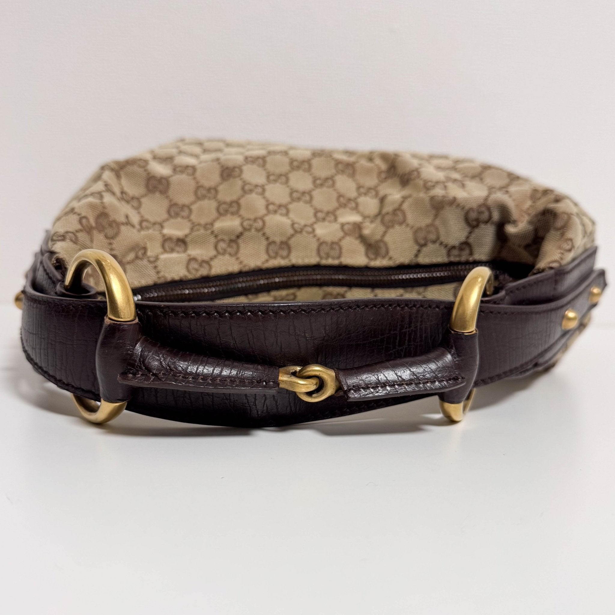 GUCCI Horsebit GG Canvas Beige Hobo Shoulder Bag, in , Sold by HIVE PRELOVED - Shoulder Bags, ,
