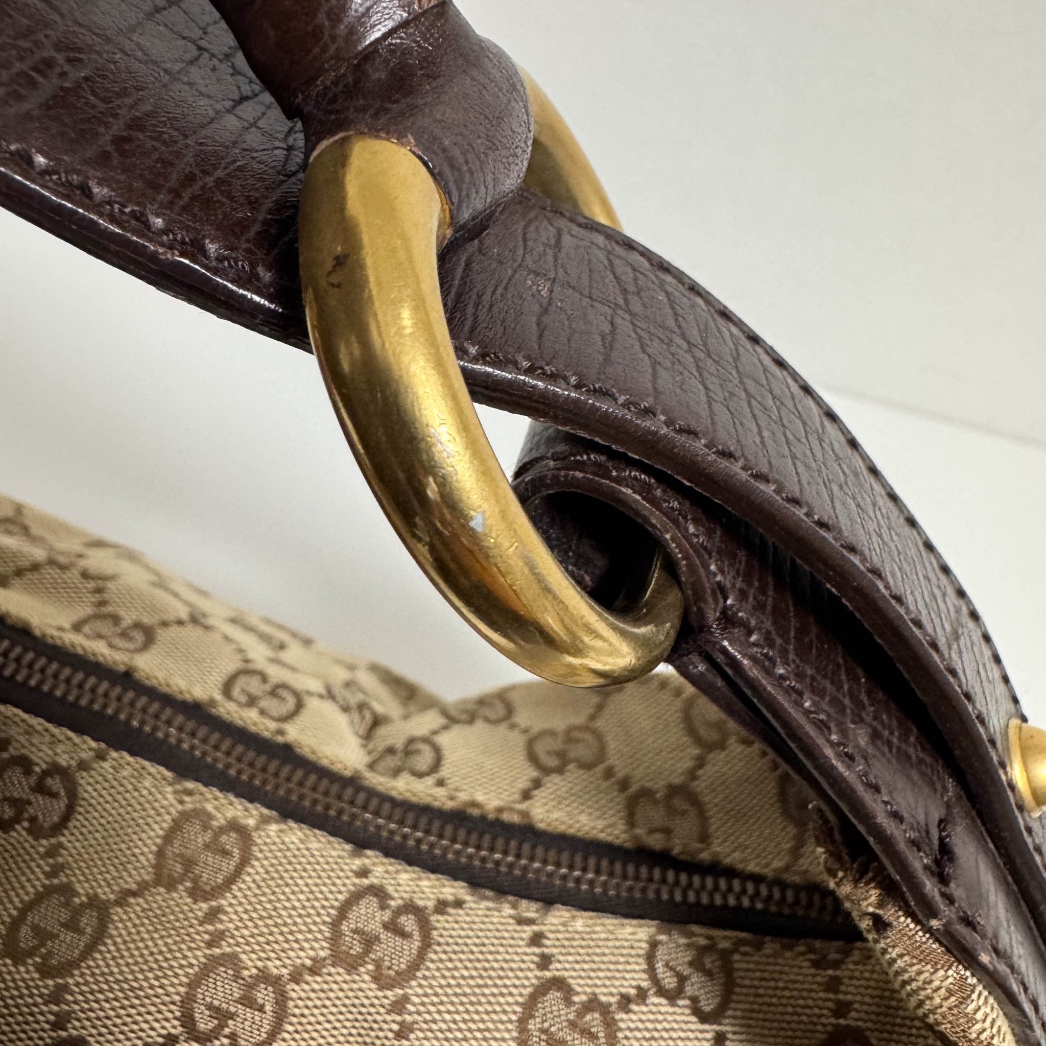 GUCCI Horsebit GG Canvas Beige Hobo Shoulder Bag, in , Sold by HIVE PRELOVED - Shoulder Bags, ,