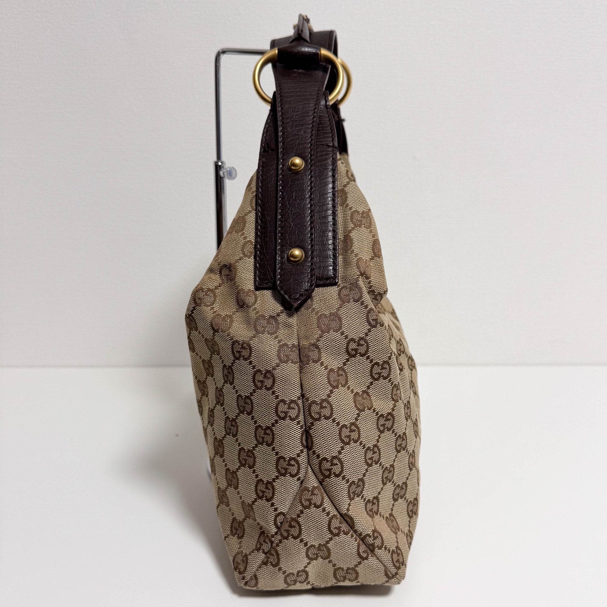 GUCCI Horsebit GG Canvas Beige Hobo Shoulder Bag, in , Sold by HIVE PRELOVED - Shoulder Bags, ,