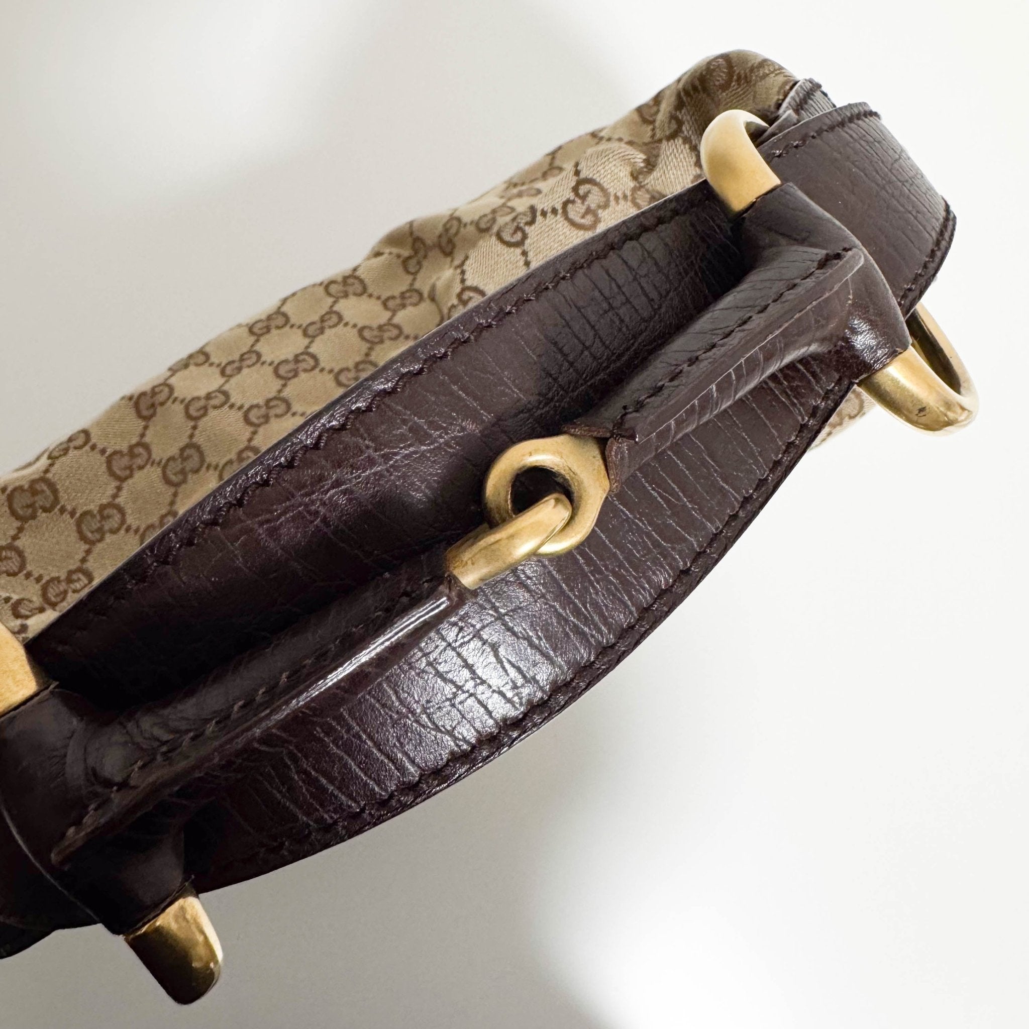 GUCCI Horsebit GG Canvas Beige Hobo Shoulder Bag, in , Sold by HIVE PRELOVED - Shoulder Bags, ,