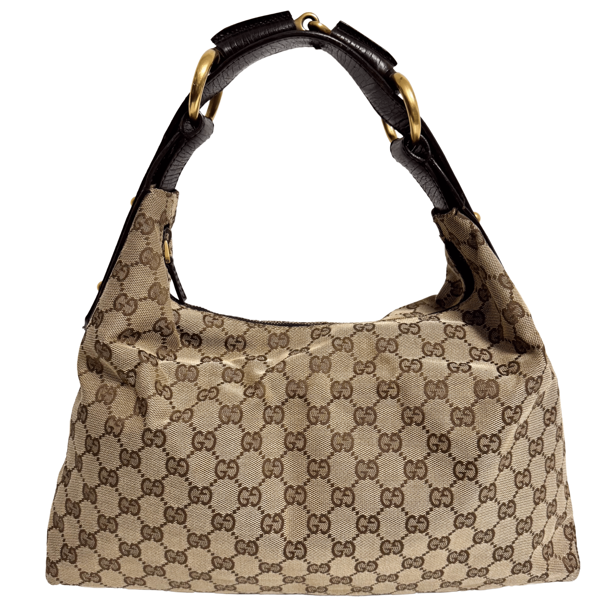 GUCCI Horsebit GG Canvas Beige Hobo Shoulder Bag, in , Sold by HIVE PRELOVED - Shoulder Bags, ,
