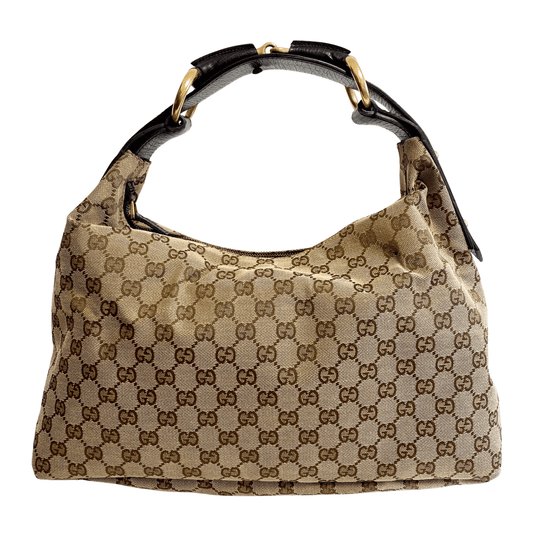 GUCCI Horsebit GG Canvas Brown Hobo Shoulder Bag, in , Sold by HIVE PRELOVED - Shoulder Bags, ,