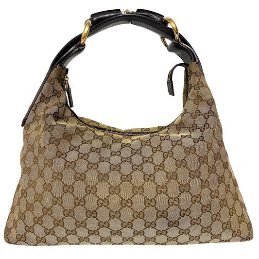 GUCCI Horsebit GG Canvas Hobo Brown Shoulder Bag, in , Sold by HIVE PRELOVED - Shoulder Bags, ,