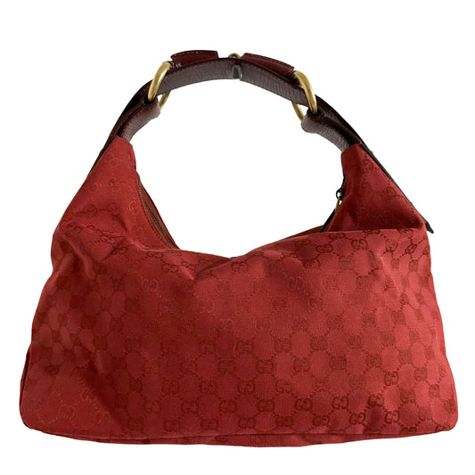 GUCCI Horsebit GG Canvas Red Hobo Shoulder Bag, in , Sold by HIVE PRELOVED - Shoulder Bags, ,