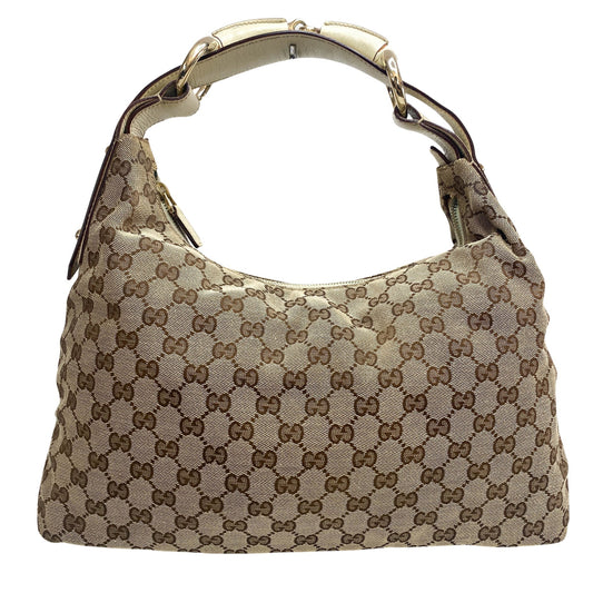 GUCCI Horsebit Hobo GG Canvas Shoulder Bag Ivory, in , Sold by HIVE PRELOVED - Shoulder Bags, ,
