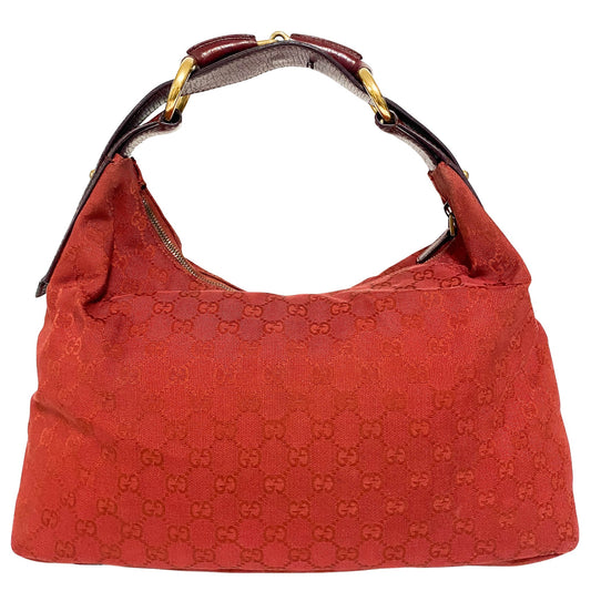 GUCCI Horsebit Hobo Red GG Canvas Shoulder Bag, in , Sold by HIVE PRELOVED - Shoulder Bags, ,