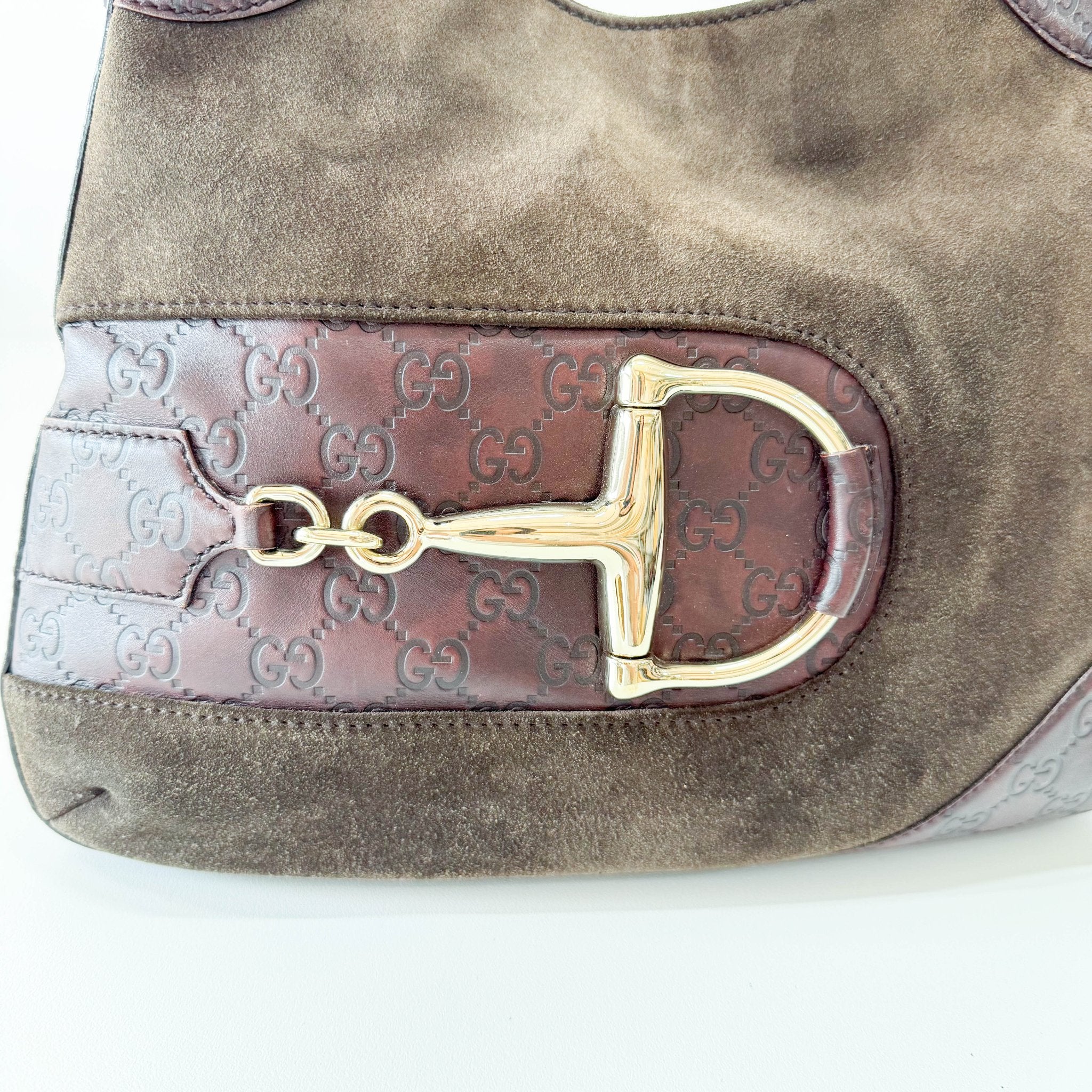 GUCCI Horsebit Hobo Suede Brown Shoulder Bag, in , Sold by HIVE PRELOVED - Shoulder Bags, ,