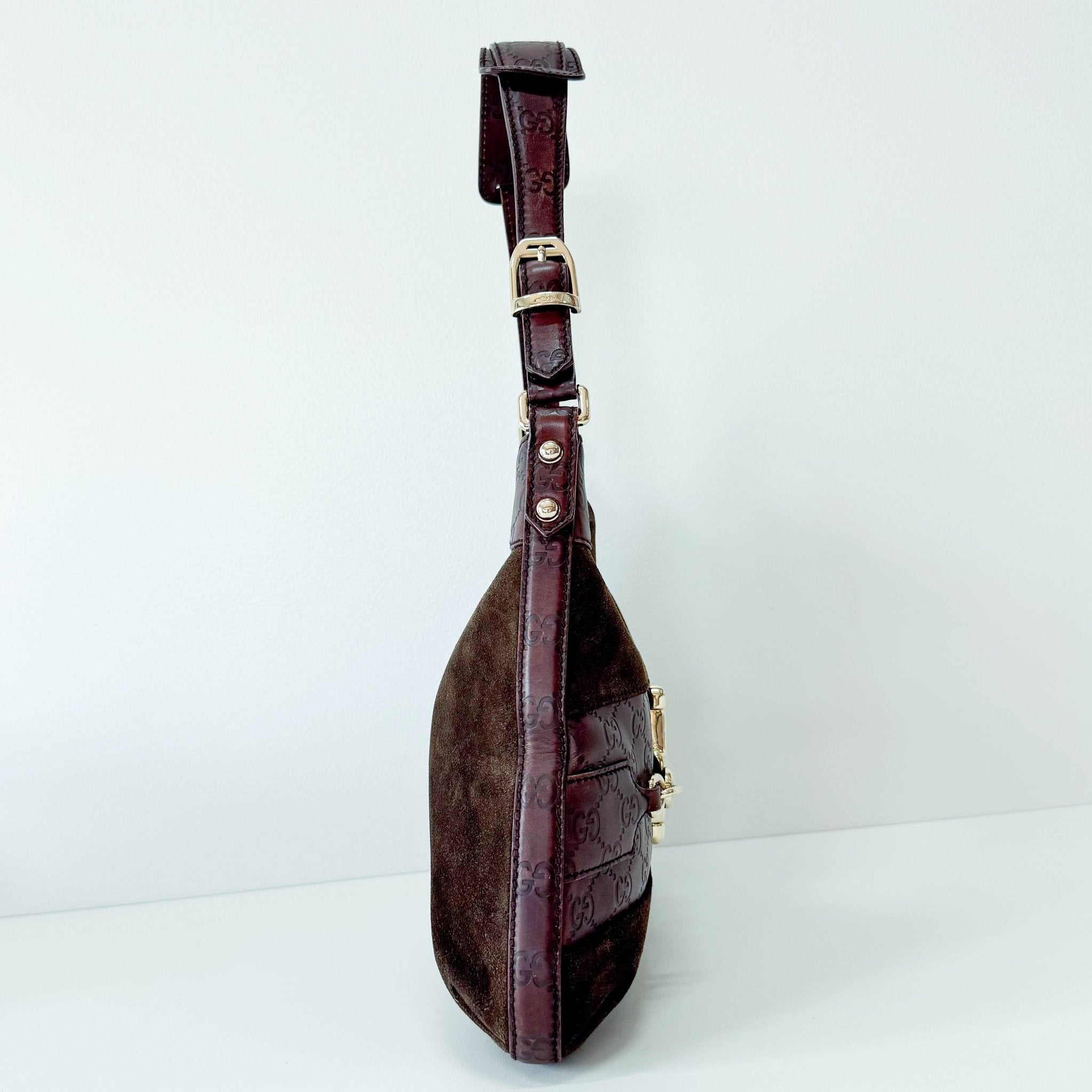 GUCCI Horsebit Hobo Suede Brown Shoulder Bag, in , Sold by HIVE PRELOVED - Shoulder Bags, ,